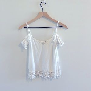 Off the shoulder eyelet tank top!